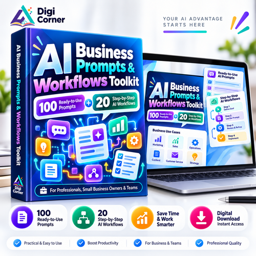 AI Business Prompts & Workflows Toolkit hero mockup
