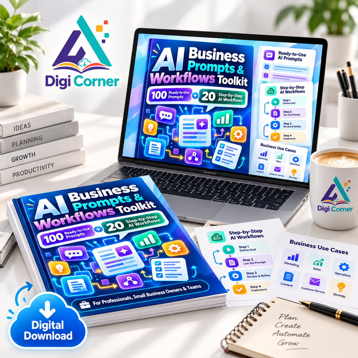 AI Business Toolkit digital download lifestyle mockup