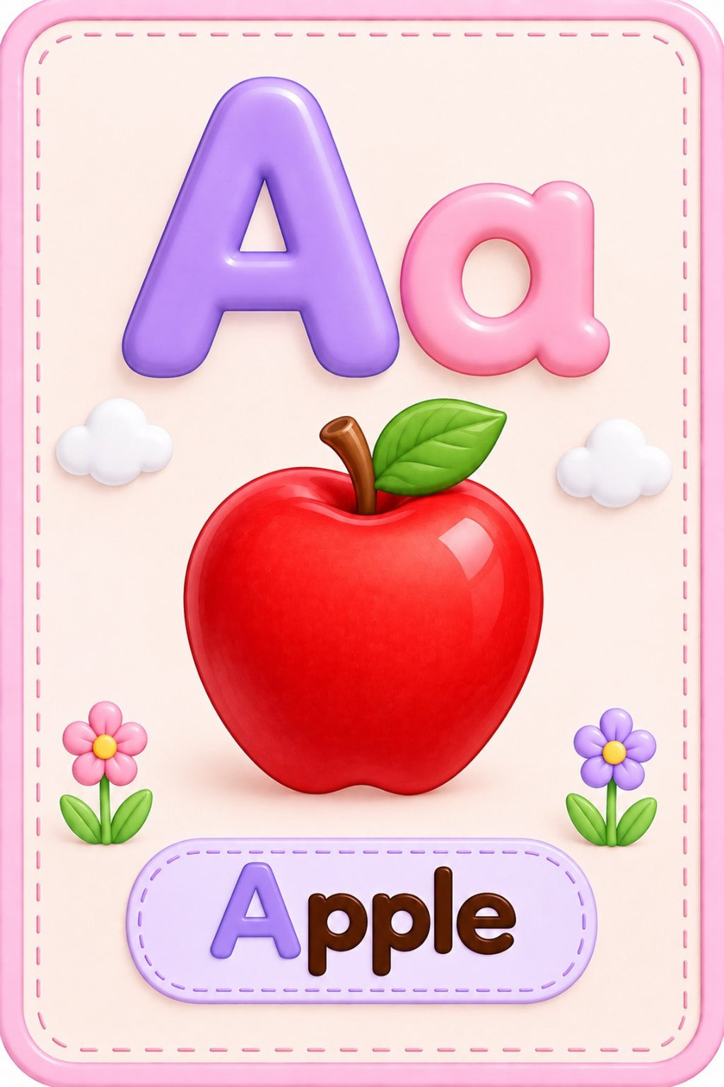 Alphabet Flashcards A-Z - A for Apple sample