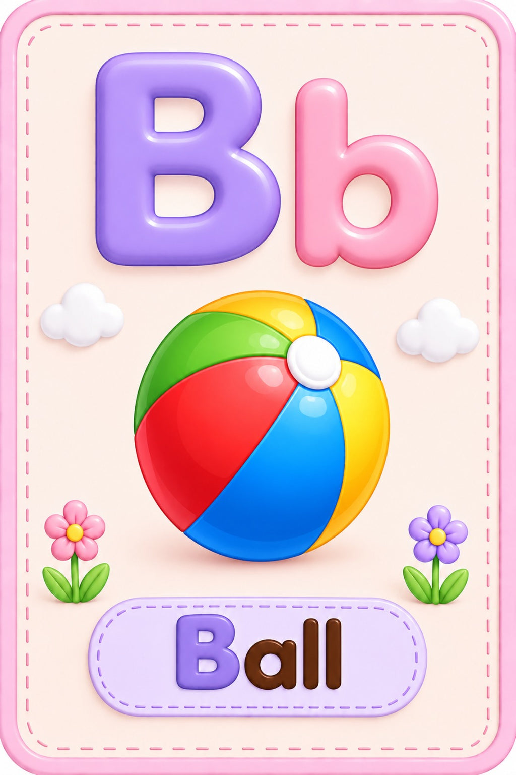 Alphabet Flashcards A-Z - B for Ball sample