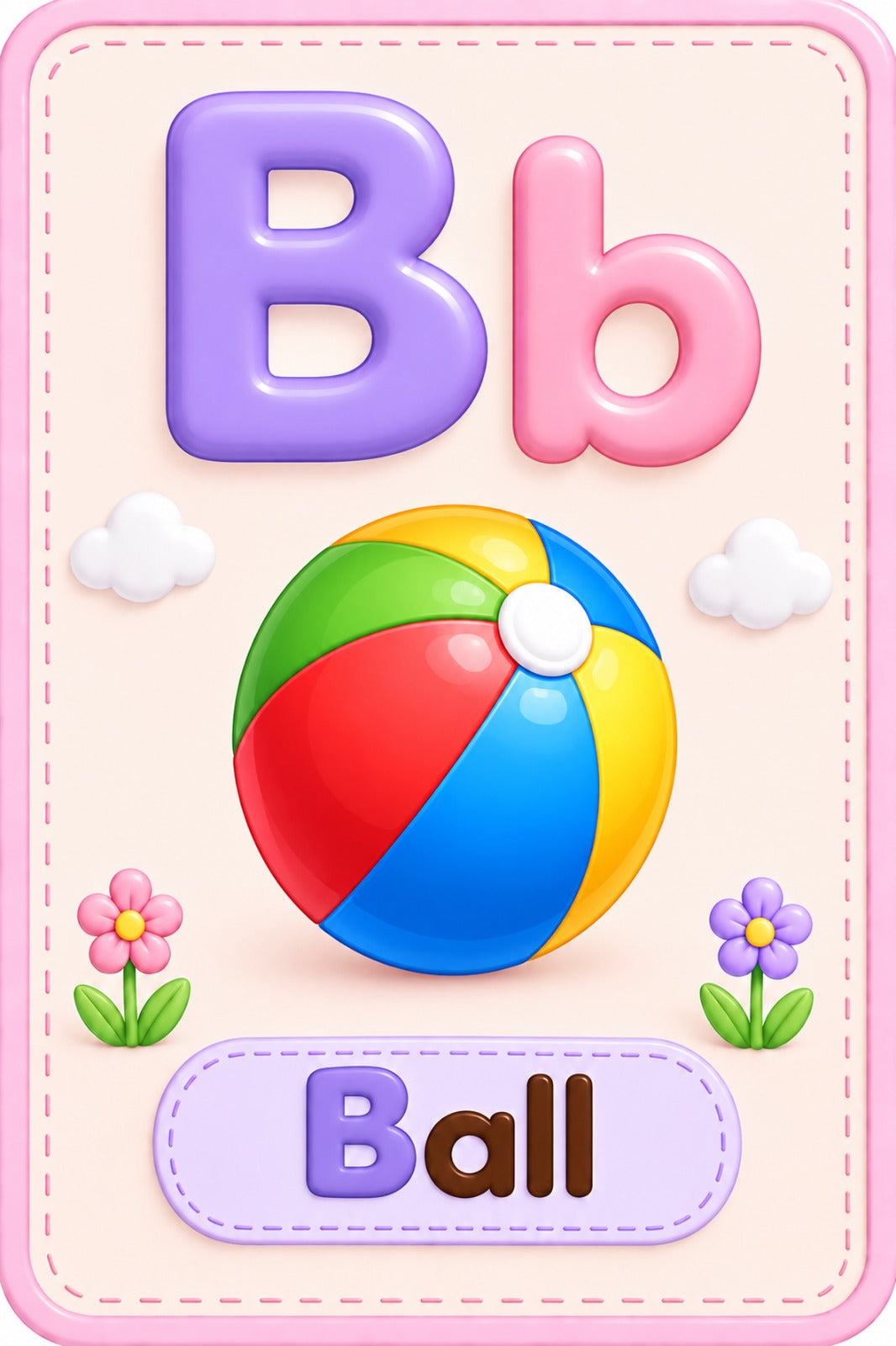 Alphabet Flashcards A-Z - B for Ball sample